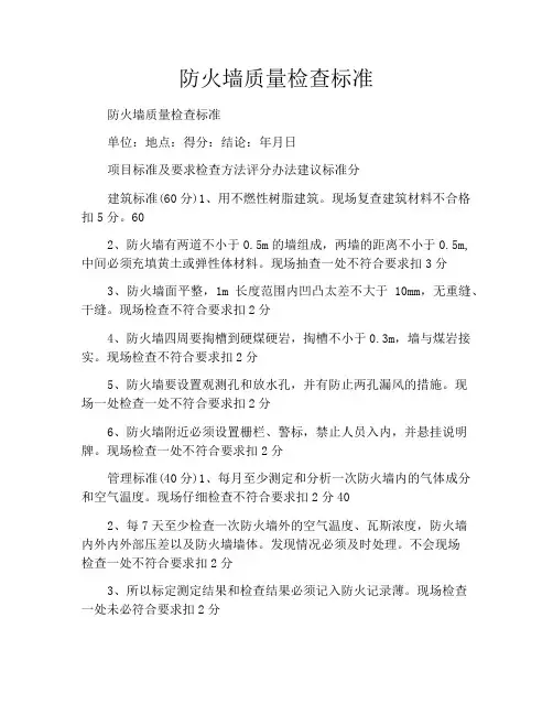 防火墙质量检查标准