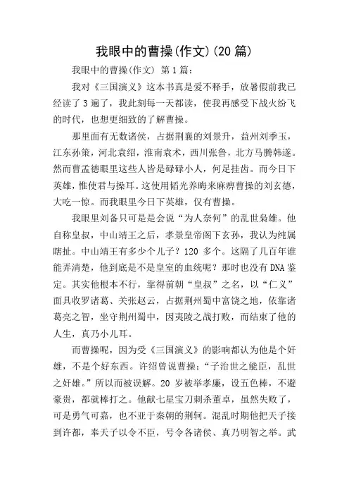 我眼中的曹操(作文)(20篇)