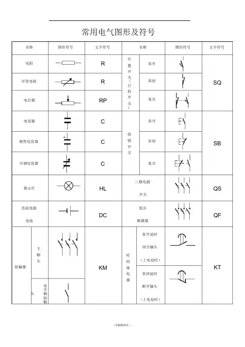 常用电气图形及符号