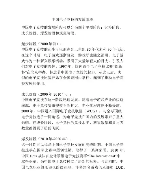 中国电子竞技的发展阶段