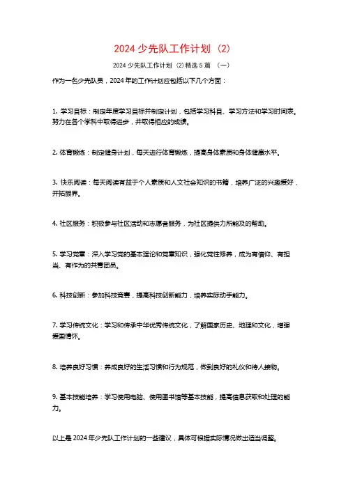 2024少先队工作计划5篇