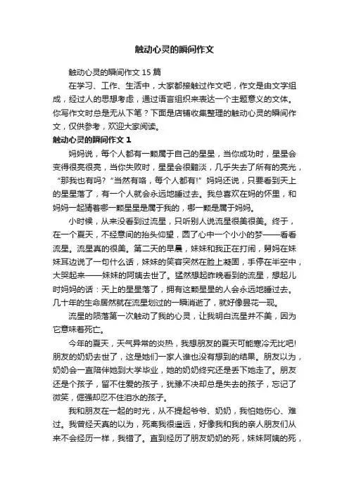 触动心灵的瞬间作文