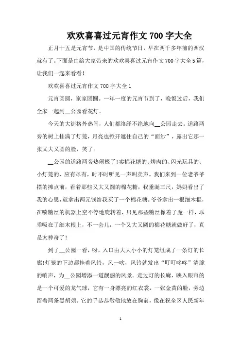 欢欢喜喜过元宵作文700字大全(精编版)