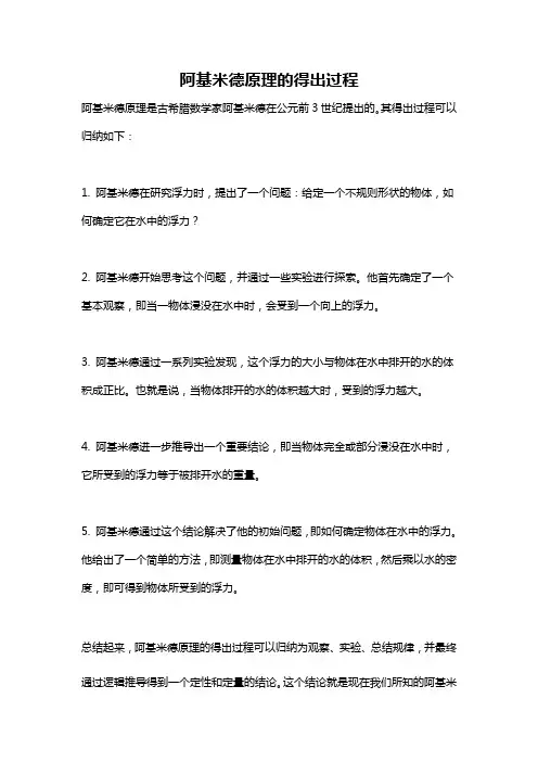 阿基米德原理的得出过程