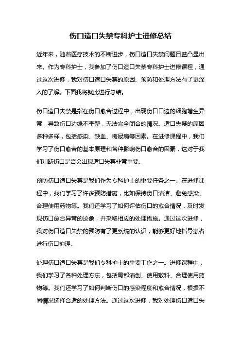 伤口造口失禁专科护士进修总结
