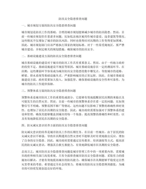 防汛安全隐患排查问题