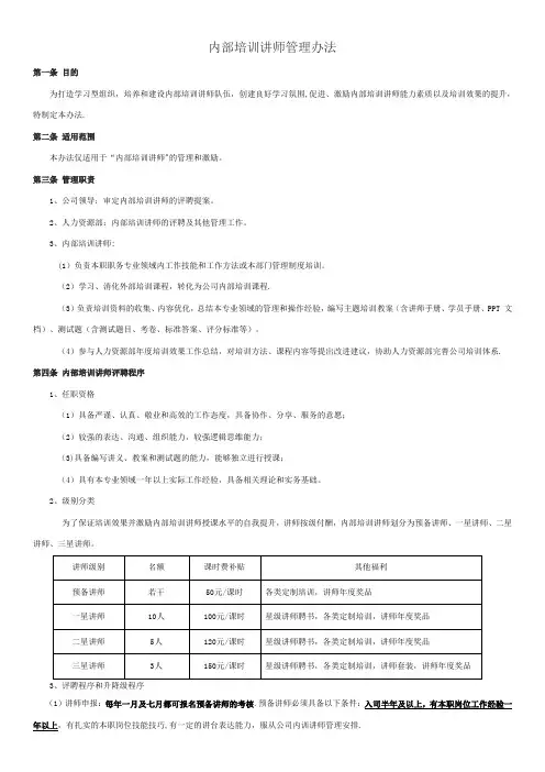 内训师晋级管理制度