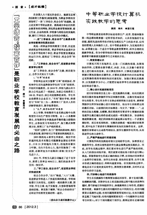 中等职业学校计算机实践教学的思考