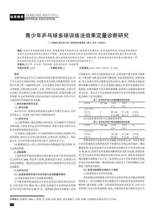 青少年乒乓球多球训练法效果定量诊断研究