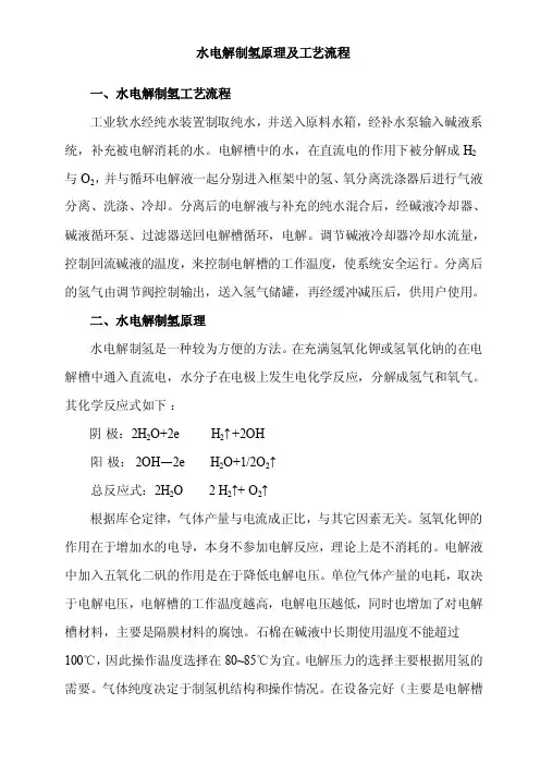 电解水制氢工艺流程及原理