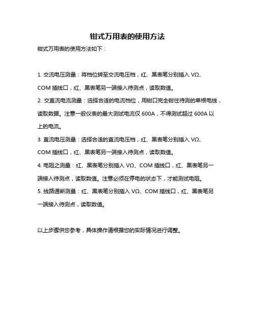 钳式万用表的使用方法
