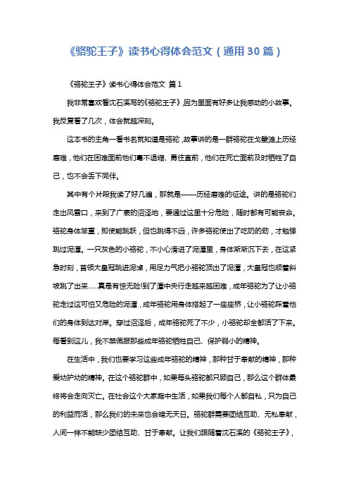 《骆驼王子》读书心得体会范文(通用30篇)