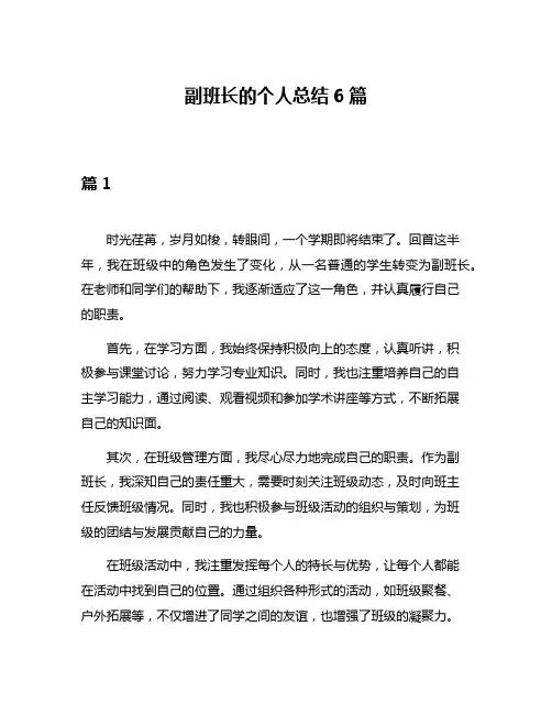 副班长的个人总结6篇