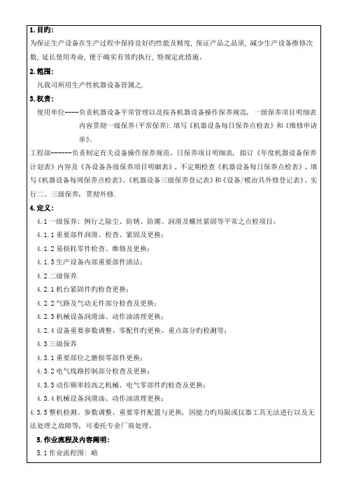 机器设备维修保养规范