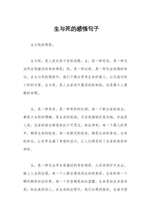 生与死的感悟句子