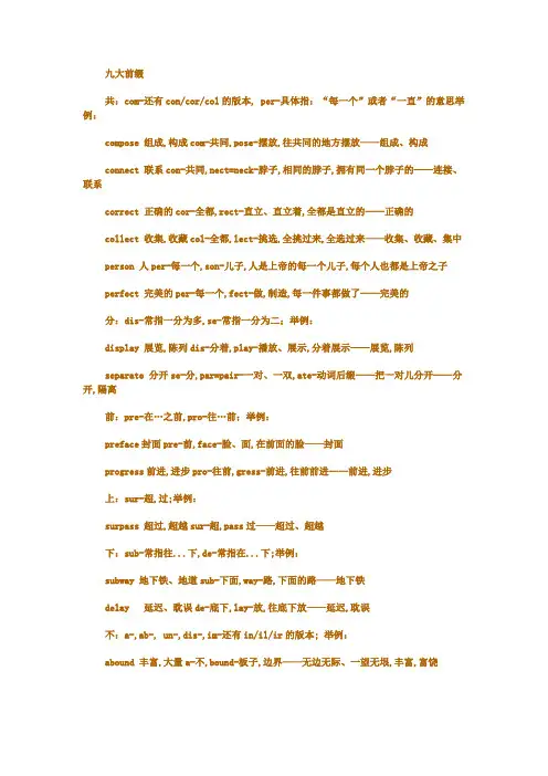 英语九大前缀