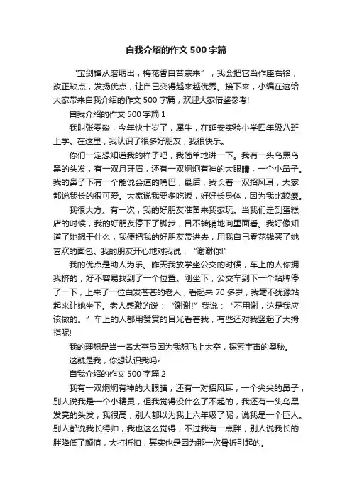 自我介绍的作文500字篇