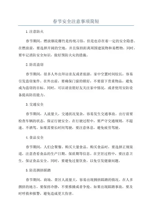 春节安全注意事项简短