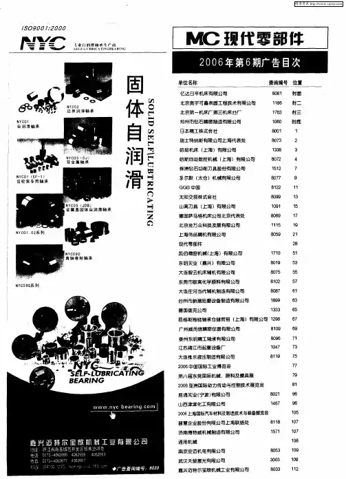 《现代零部件》2006年第6期广告目次