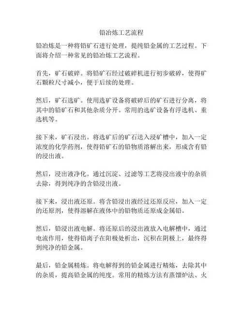 铅冶炼工艺流程