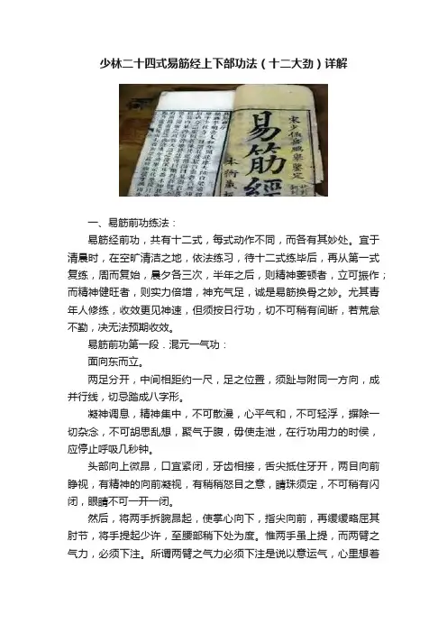 少林二十四式易筋经上下部功法（十二大劲）详解