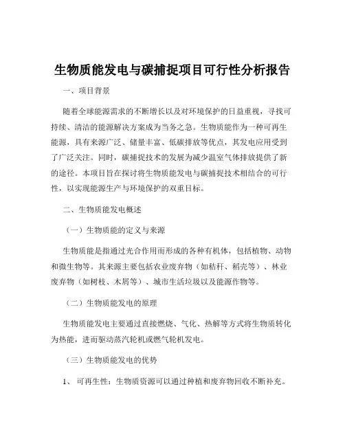 生物质能发电与碳捕捉项目可行性分析报告