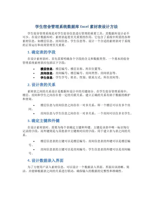 学生宿舍管理系统数据库Excel素材表怎么做
