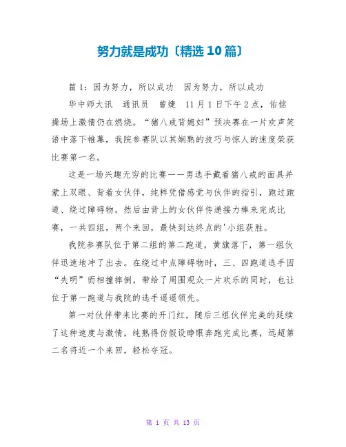 努力就是成功(精选10篇)