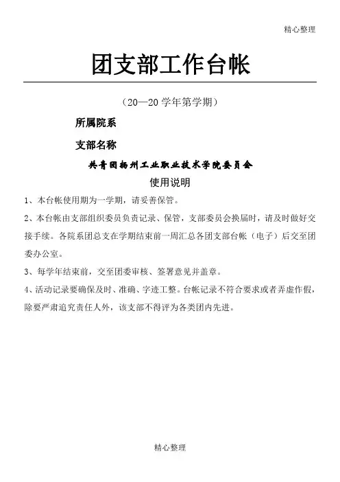 团支部工作台帐
