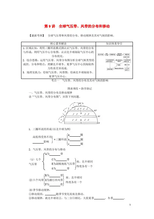 统考版2023版高三地理一轮复习第9讲全球气压带风带的分布和移动讲义
