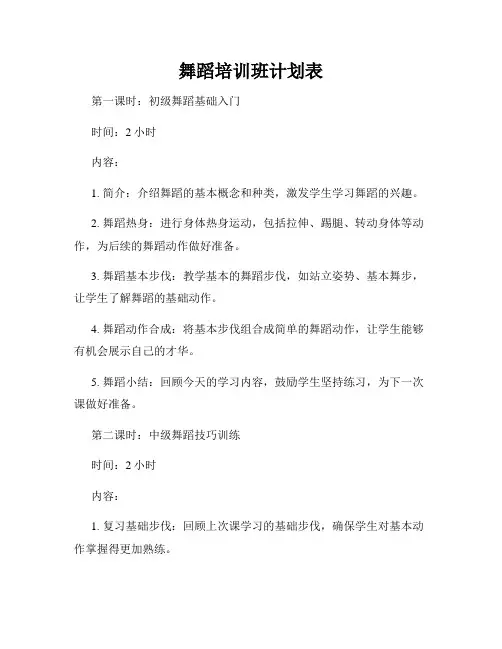 舞蹈培训班计划表