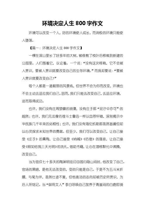环境决定人生800字作文