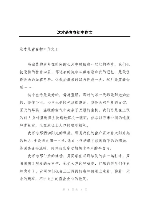 这才是青春初中作文