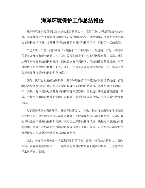 海洋环境保护工作总结报告