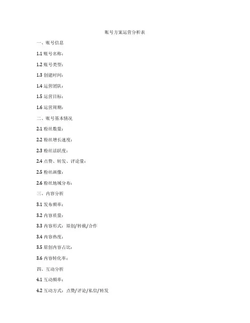 账号方案运营分析表