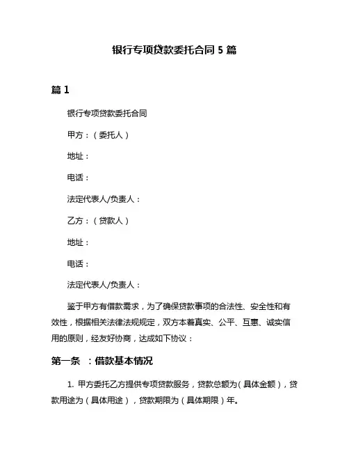 银行专项贷款委托合同5篇