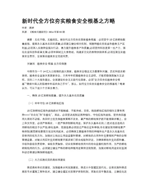 新时代全方位夯实粮食安全根基之方略