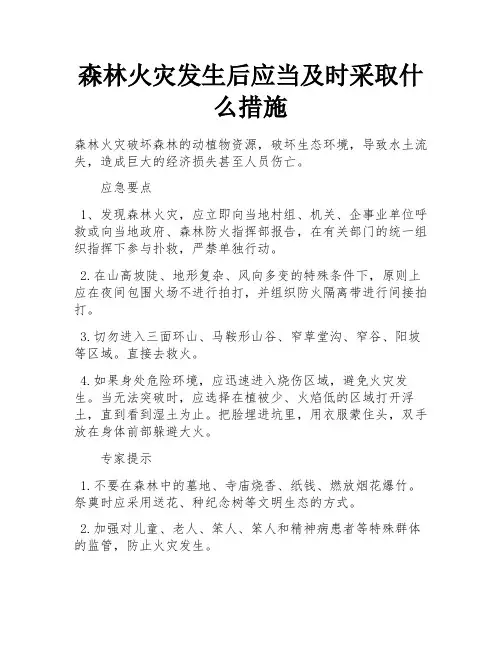 森林火灾发生后应当及时采取什么措施