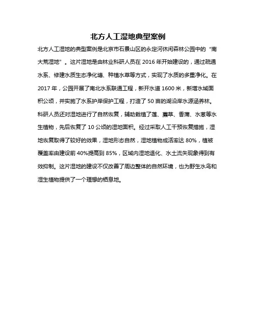 北方人工湿地典型案例