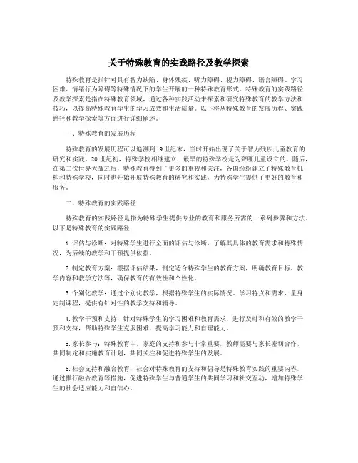 关于特殊教育的实践路径及教学探索
