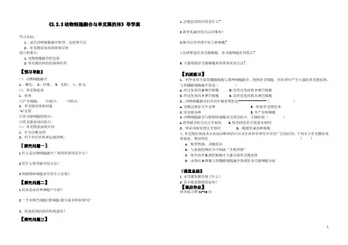 动物细胞融合和单克隆抗体导学案