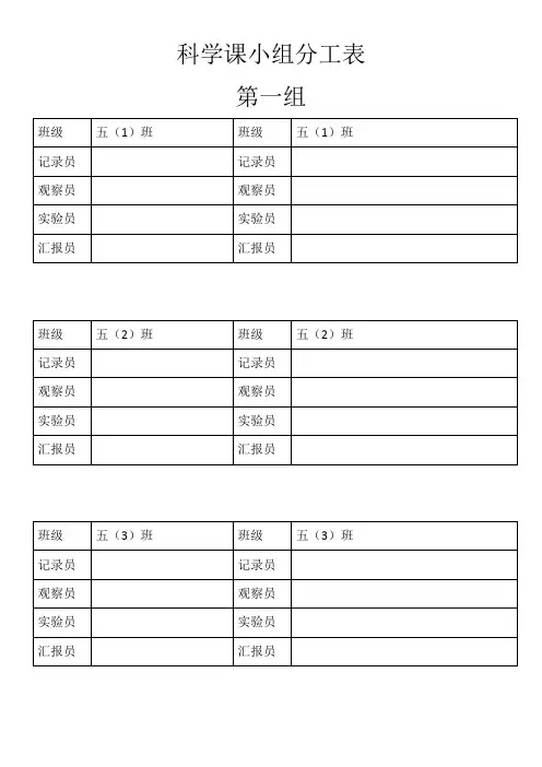 科学课小组分工表