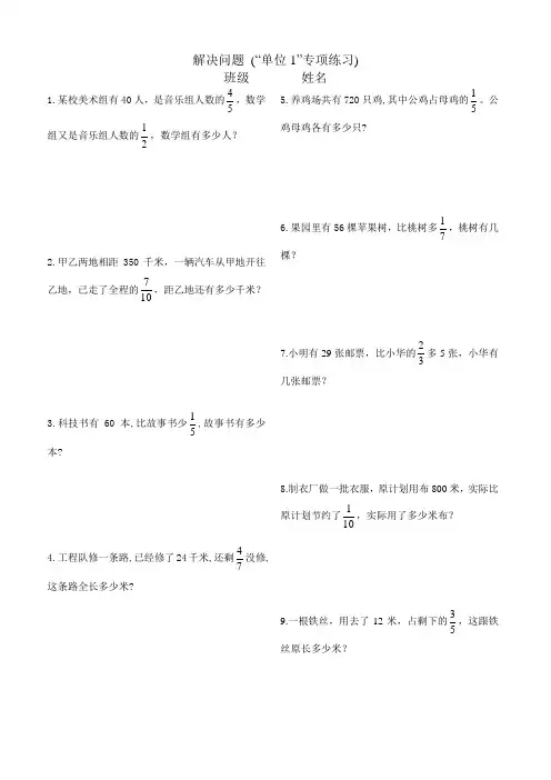 “单位1”专项练习