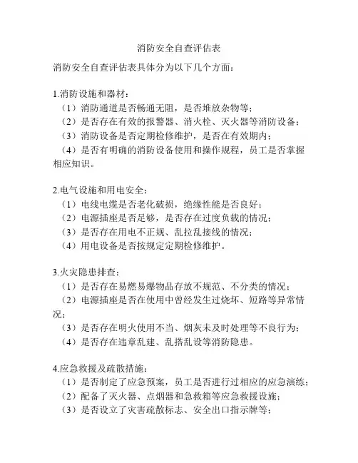 消防安全自查评估表