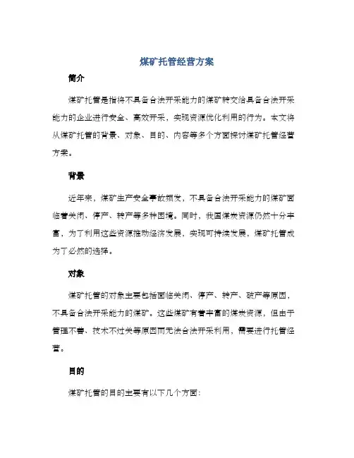 煤矿托管经营方案