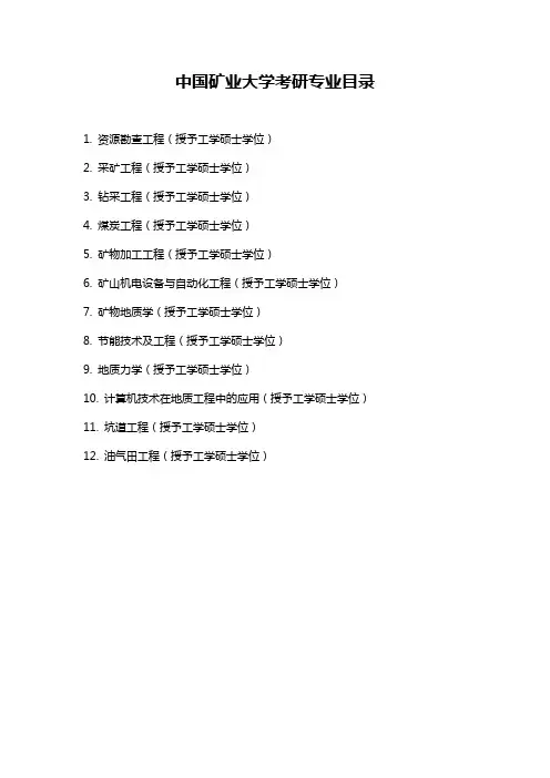 中国矿业大学考研专业目录