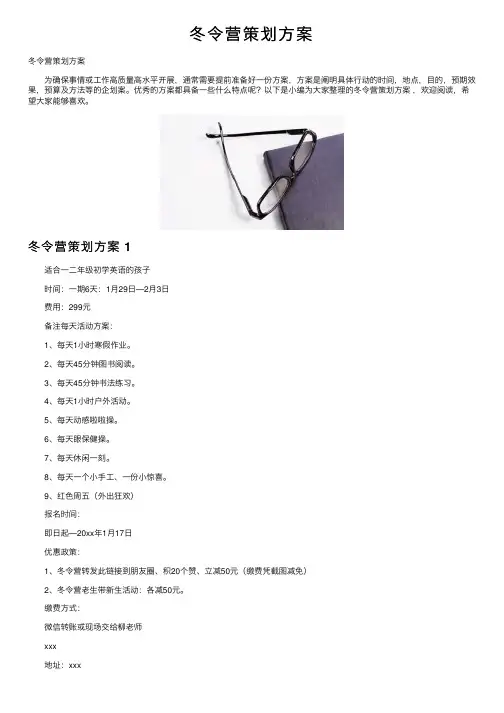 冬令营策划方案