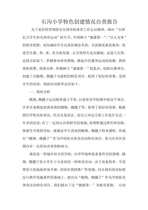 xx小学特色项目自查报告