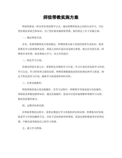 师徒带教实施方案