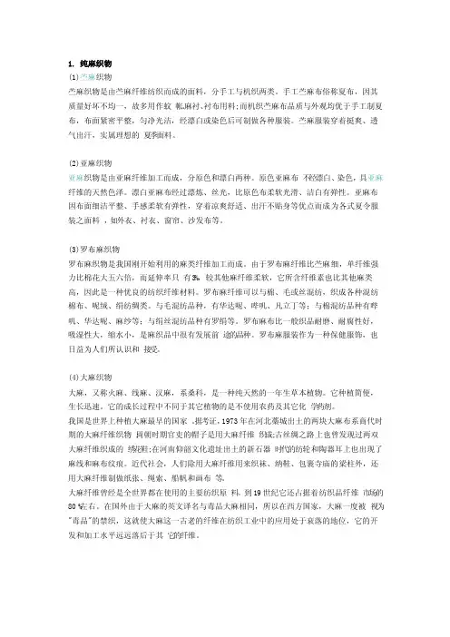 常用麻面料分类介绍汇总